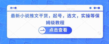 最新小说推文干货，起号，选文，实操等保姆级教程-轻资本网