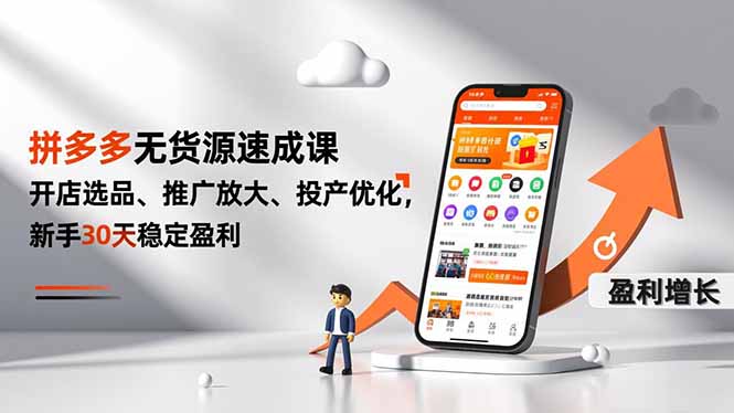拼多多无货源速成课，开店选品、推广放大、投产优化，新手30天稳定盈利-轻资本网