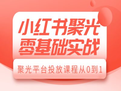 小红书聚光零基础实战，聚光平台投放课程从0到1-轻资本网