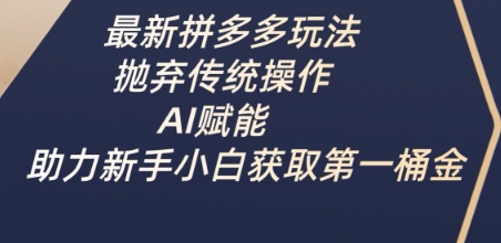 最新拼多多玩法，抛弃传统操作，AI赋能，助力新手小白获取第一桶金-轻资本网