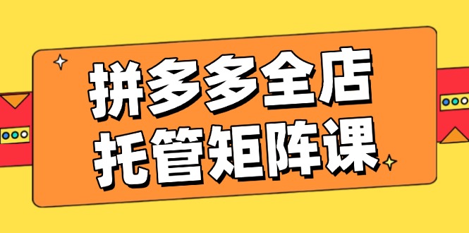 拼多多全店托管矩阵课，盈利动销玩法，高效计划设置，提升店铺效益-轻资本网