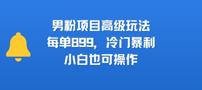 男粉项目高级玩法，每单899，冷门暴利，小白也可操作-轻资本网