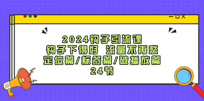 2024钩子引流课：钩子下得好流量不再愁，定位篇/标签篇/破播放篇/24节-轻资本网