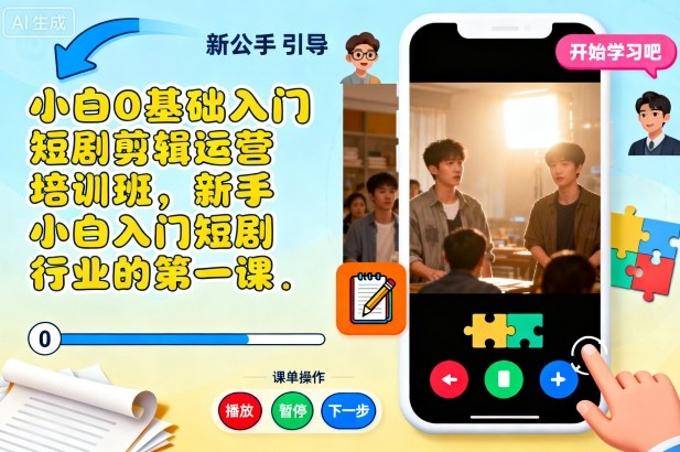 小白0基础入门短剧剪辑运营培训班，新手小白入门短剧行业的第一课-轻资本网