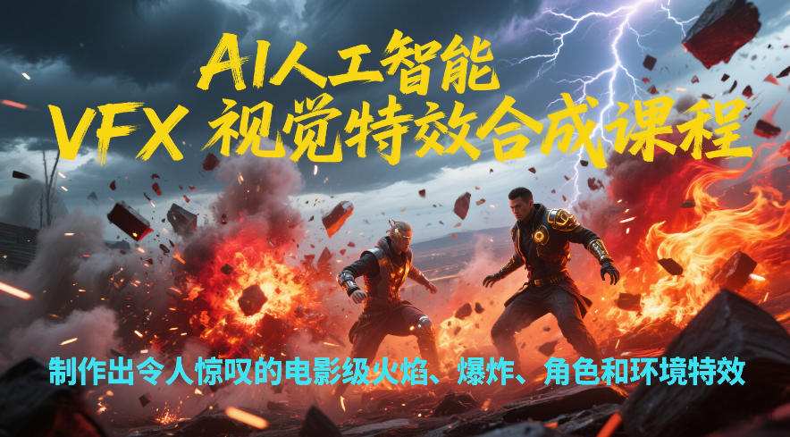 AI人工智能VFX视觉特效合成课程，制作出令人惊叹的电影级火焰、爆炸、角色和环境特效-轻资本网