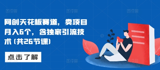 网创天花板赛道,卖项目月入6个,含独家引流技术(共26节课)