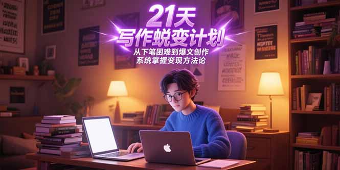21天写作蜕变计划，从下笔困难到爆文创作，系统掌握变现方法论-轻资本网