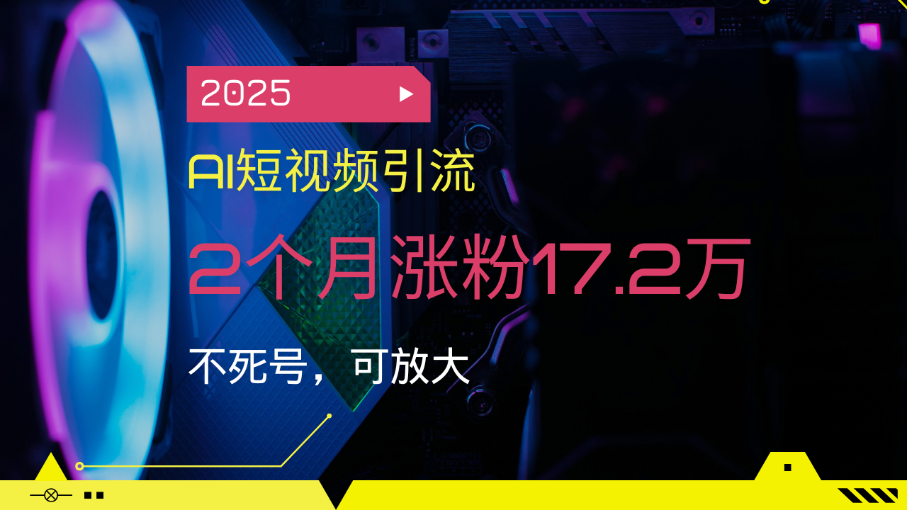 2025AI短视频引流，2个月涨粉17.2万，不死号，可放大-轻资本网