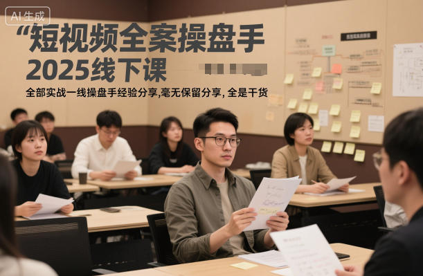 短视频全案操盘手2025线下课，全部实战一线操盘手经验分享，毫无保留分享，全是干货-轻资本网