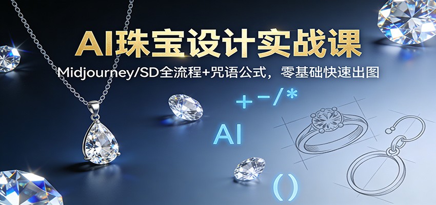 AI珠宝设计实战课：Midjourney/SD全流程+咒语公式，零基础快速出图-轻资本网