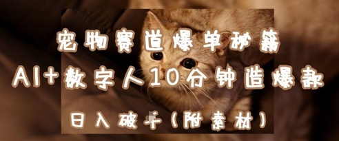 宠物赛道爆单秘籍：AI+数字人10分钟造爆款，日入1k-轻资本网