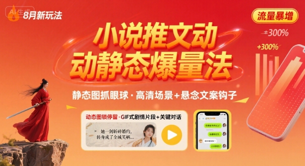 8月小说推文全新玩法，动静态图片+搭配小说文案爆量玩法-轻资本网