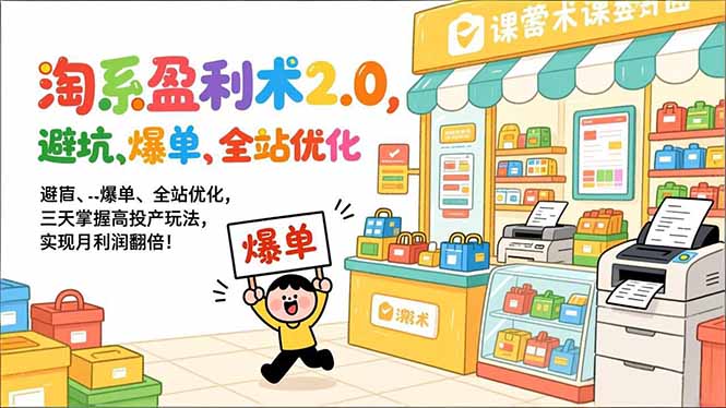 淘系盈利术2.0，避坑、爆单、全站优化，三天掌握高投产玩法，实现月利润翻倍！-轻资本网
