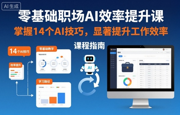 零基础职场AI效率提升课，掌握14个AI技巧，显著提升工作效率-轻资本网