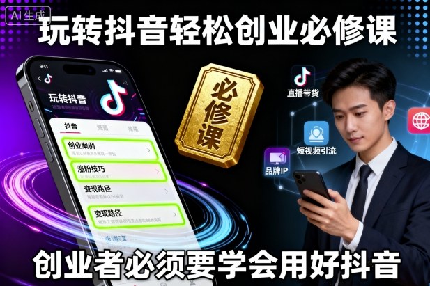 玩转抖音轻松创业必修课，创业者必须要学会用好抖音-轻资本网