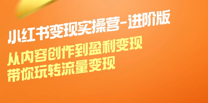 小红书变现实操营进阶版：从内容创作到盈利变现，带你玩转流量变现-轻资本网