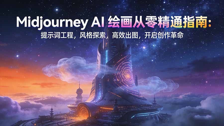 Midjourney AI绘画从零精通指南：提示词工程，风格探索，高效出图，开启创作革命-轻资本网