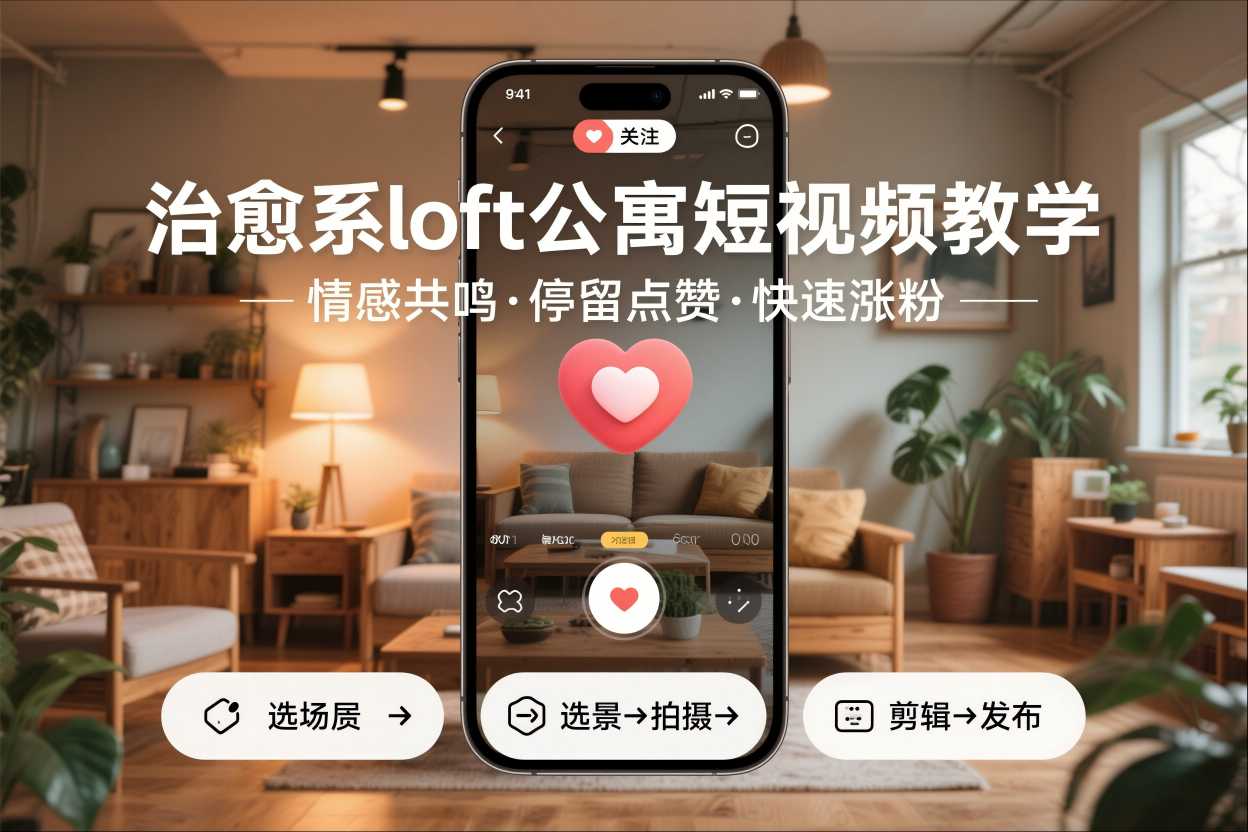 治愈系loft公寓短视频制作教学，情感共鸣引停留点赞关注，快速起号涨粉-轻资本网