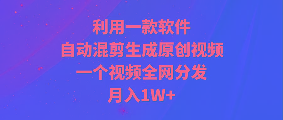 (9472期)利用一款软件，自动混剪生成原创视频，一个视频全网分发，月入1W+附软件-轻资本网