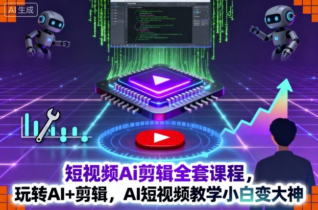 短视频Ai剪辑全套课程，玩转AI+剪辑，AI短视频教学小白变大神-轻资本网