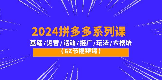 (10019期)2024拼多多系列课：基础/运营/活动/推广/玩法/大模块(62节视频课)-轻资本网