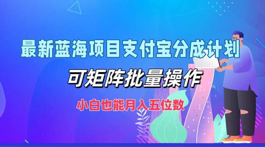 最新蓝海项目支付宝分成计划，可矩阵批量操作，小白也能月入五位数-轻资本网