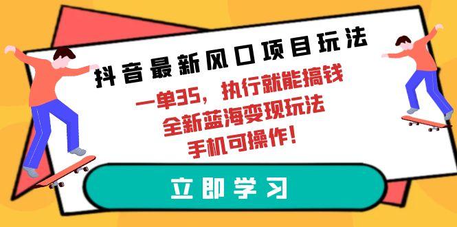 (9948期)抖音最新风口项目玩法，一单35，执行就能搞钱 全新蓝海变现玩法 手机可操作-轻资本网
