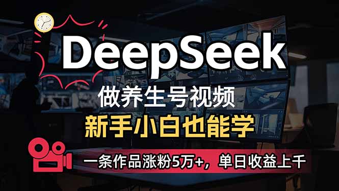 小白用DeepSeek做养生号，一条作品涨粉5万+，单日收益上千-轻资本网