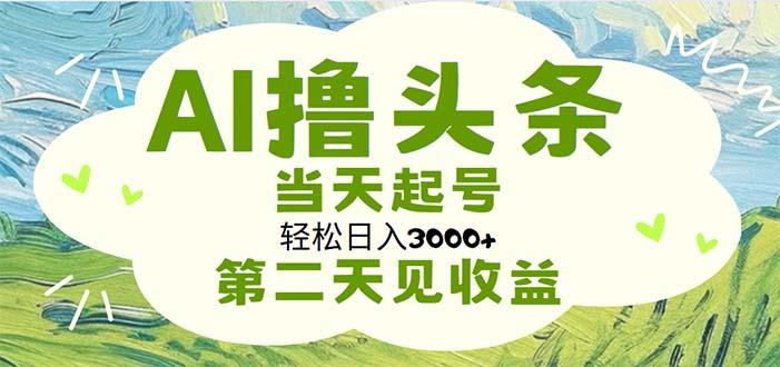 AI撸头条，轻松日入3000+无脑操作，当天起号，第二天见收益-轻资本网