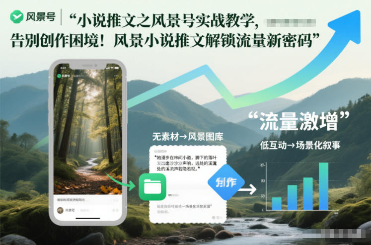 小说推文之风景号实战教学，告别创作困境！风景小说推文解锁流量新密码-轻资本网