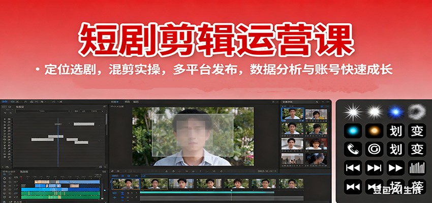 短剧剪辑运营课:定位选剧,混剪实操,多平台发布,数据分析与账号快速成长-轻资本网