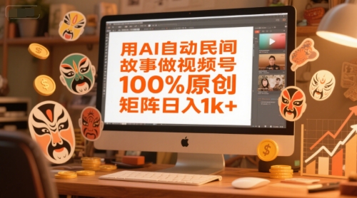 用AI自动民间故事做视频号，100%原创，矩阵日入1k+-轻资本网