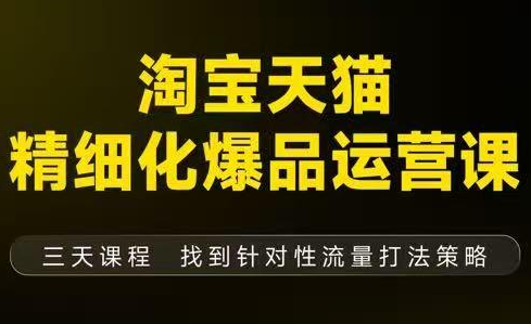 猫课子幽·淘宝天猫精细化爆品运营【音频+字幕+文档】(9月12-14杭州线下课)-轻资本网