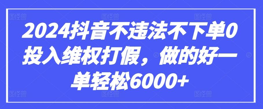 2024抖音不违法不下单0投入维权打假，做的好一单轻松6000+【仅揭秘】-轻资本网