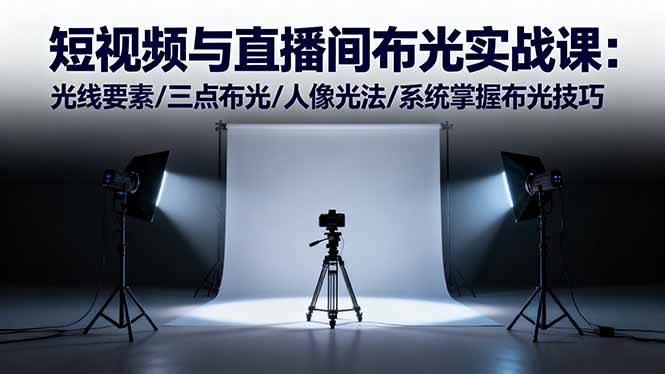 短视频与直播间布光实战课：光线要素/三点布光/人像光法/系统掌握布光技巧-轻资本网