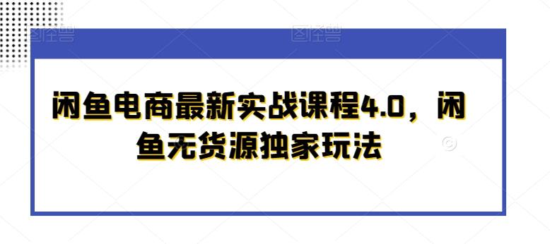 闲鱼电商最新实战课程4.0，闲鱼无货源独家玩法-轻资本网