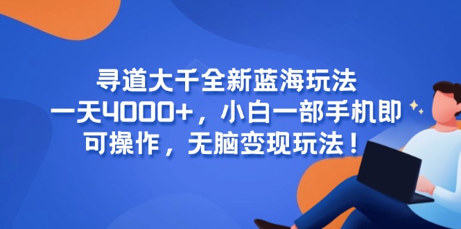 寻道大千全新蓝海玩法，一天4000+，小白一部手机即可操作，无脑变现玩法！-轻资本网