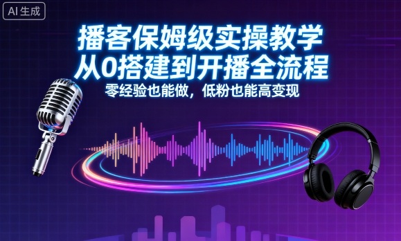 播客保姆级实操教学，从0搭建到开播全流程，零经验也能做，低粉也能高变现-轻资本网