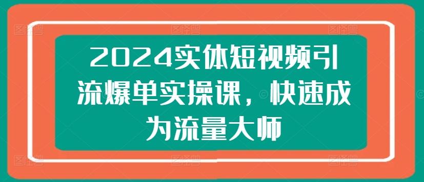 2024实体短视频引流爆单实操课，快速成为流量大师-轻资本网