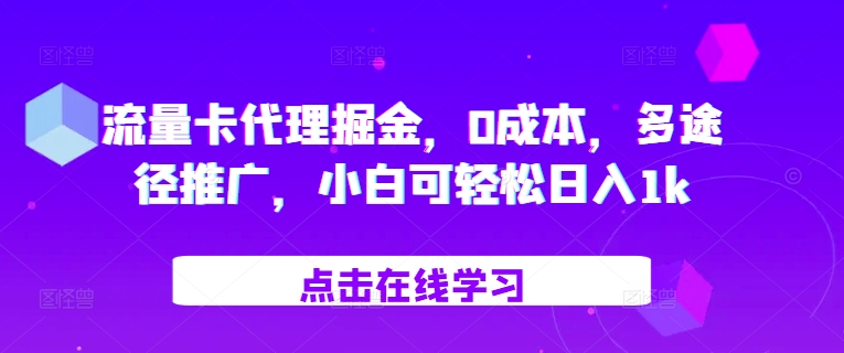流量卡代理掘金，0成本，多途径推广，小白可轻松日入1k-轻资本网