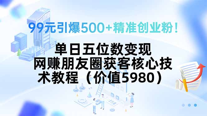 99元引爆500+精准创业粉！单日五位数变现，网赚朋友圈获客核心技术教程...-轻资本网