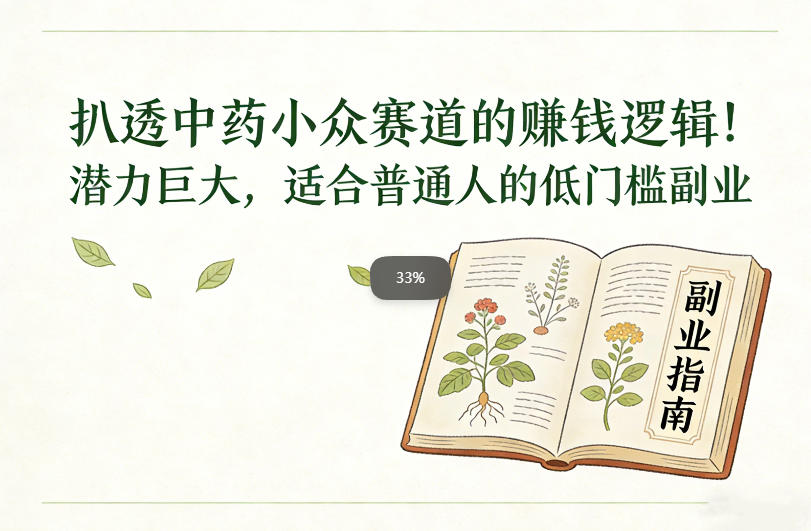 扒透中药小众赛道的賺米逻辑，潜力巨大，适合普通人的低门槛副业-轻资本网