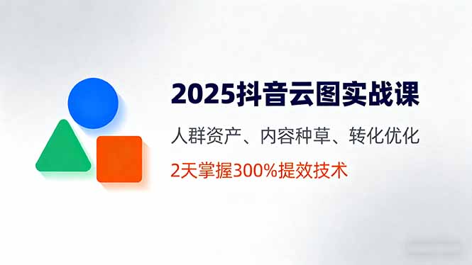 2025抖音云图实战课，人群资产、内容种草、转化优化，2天掌握300%提效技术-轻资本网