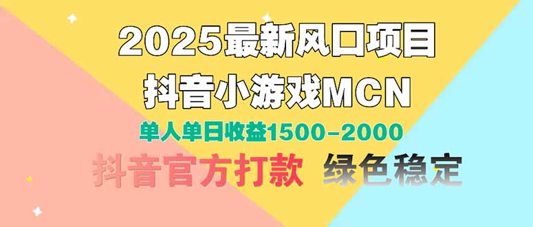 2025最新风口项目 抖音小游戏MCN 单人单日收益1500-2000+-轻资本网