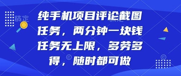 纯手机项目评论截图任务，两分钟一块钱多劳多得，随时随地都能做【揭秘】-轻资本网