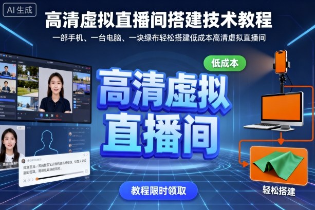 高清虚拟直播间搭建技术教程，一部手机、一台电脑、一块绿布轻松搭建低成本高清虚拟直播间-轻资本网