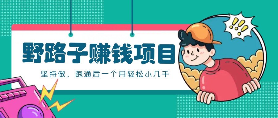一个人就能操作的野路子赚钱项目，零成本零门槛坚持做，跑通后一个月小几千！-轻资本网