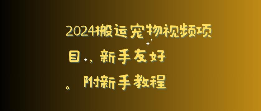 2024搬运宠物视频项目，新手友好，完美去重，附新手教程【揭秘】-轻资本网