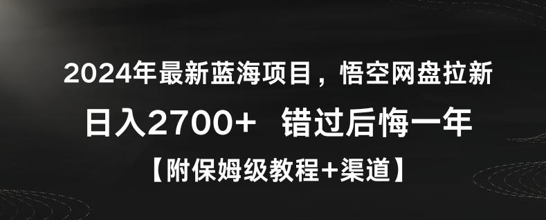2024年最新蓝海项目，悟空网盘拉新，日入2700+错过后悔一年【附保姆级教程+渠道】【揭秘】-轻资本网