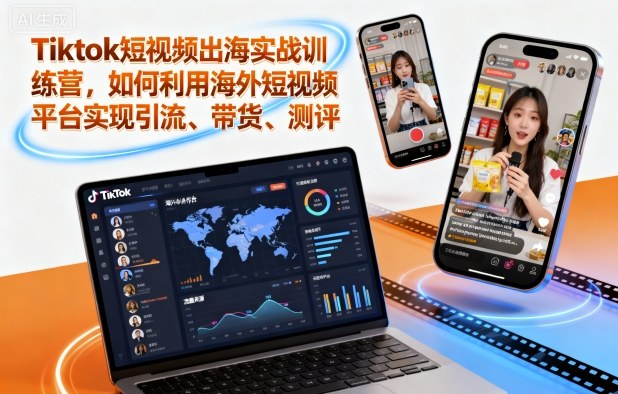Tiktok短视频出海实战训练营，如何利用海外短视频平台实现引流、带货、测评-轻资本网